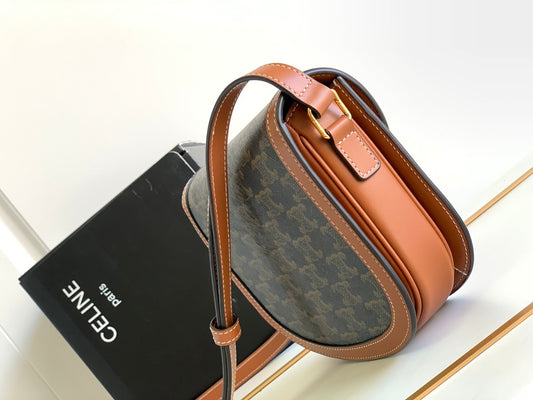 Celine teen besace triomphe canvas 18.5 tan calfskin