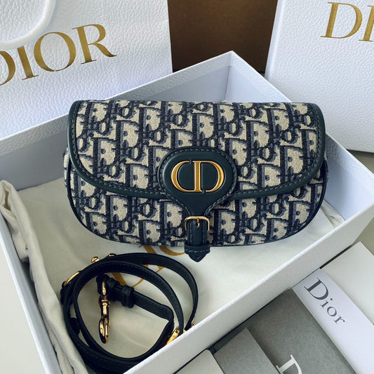 DIOR medium east west bobby 22cm blue oblique canvas