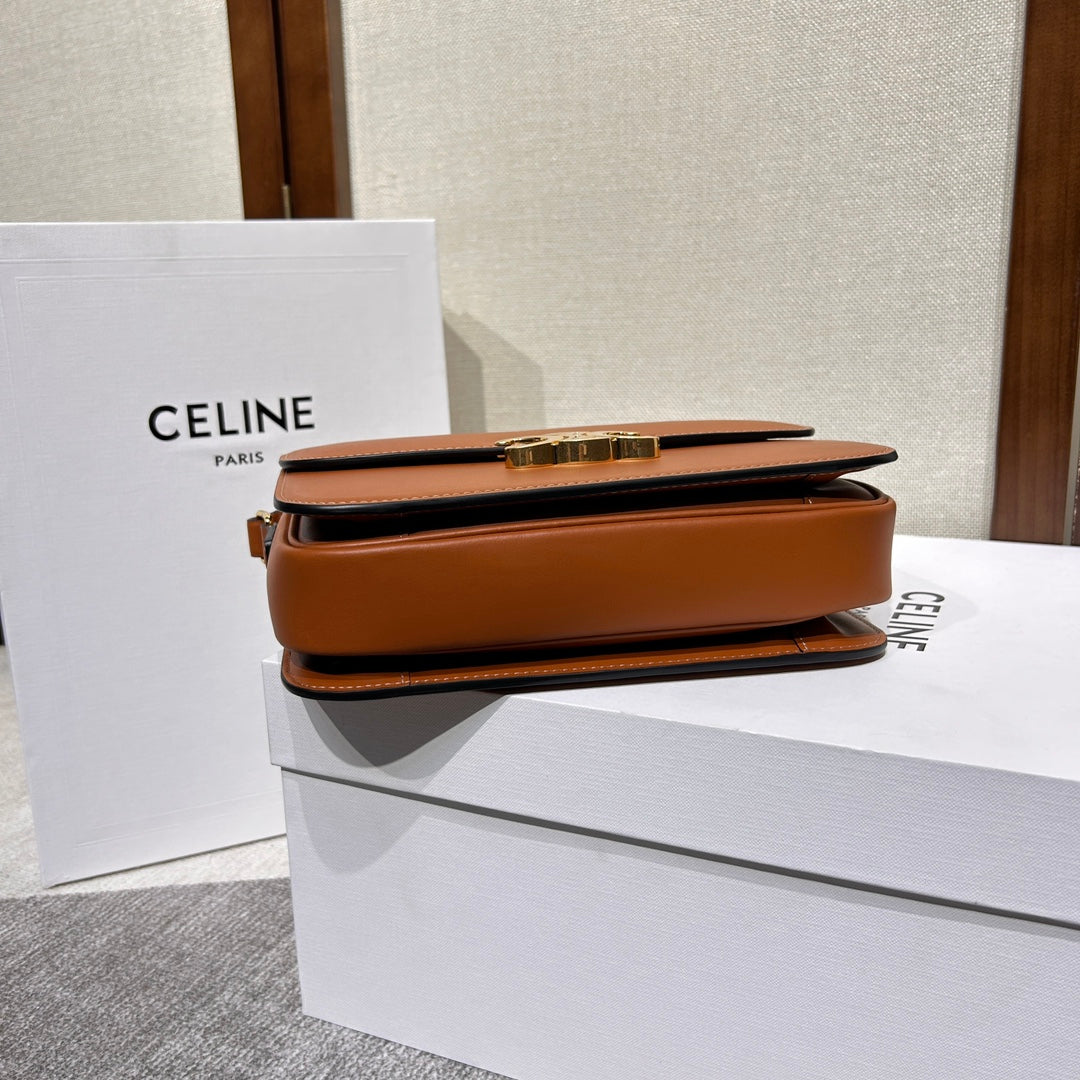 Celine triomphe 22 brown calfskin gold hardware