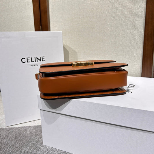 Celine triomphe 22 brown calfskin gold hardware