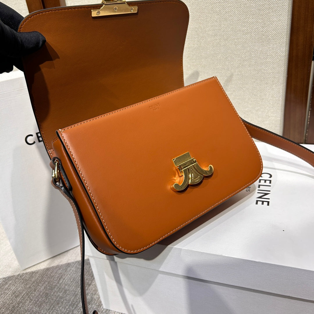 Celine triomphe 22 brown calfskin gold hardware