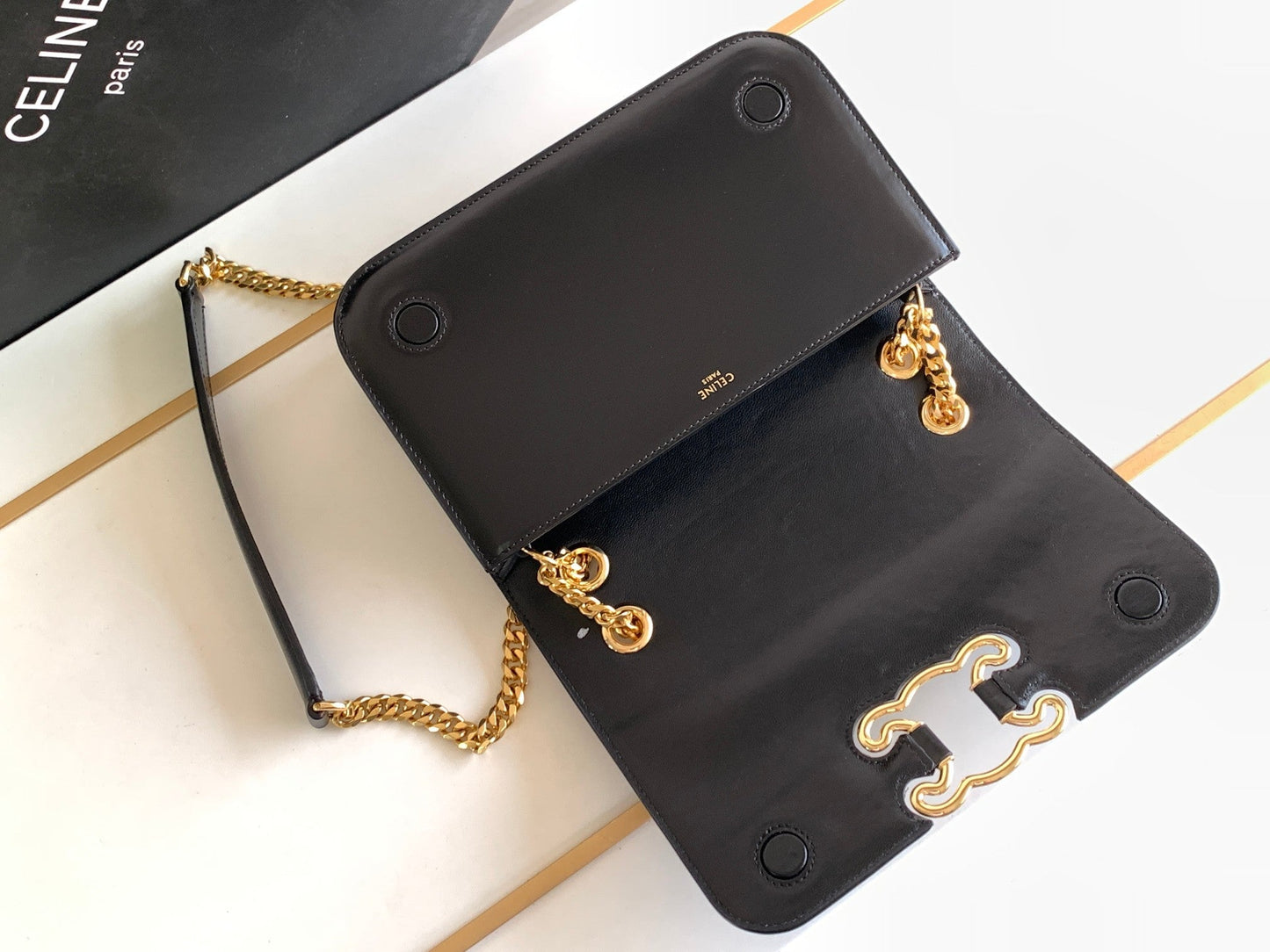 Celine TRIOMPHE FRAME 23 BLACK CALFSKIN