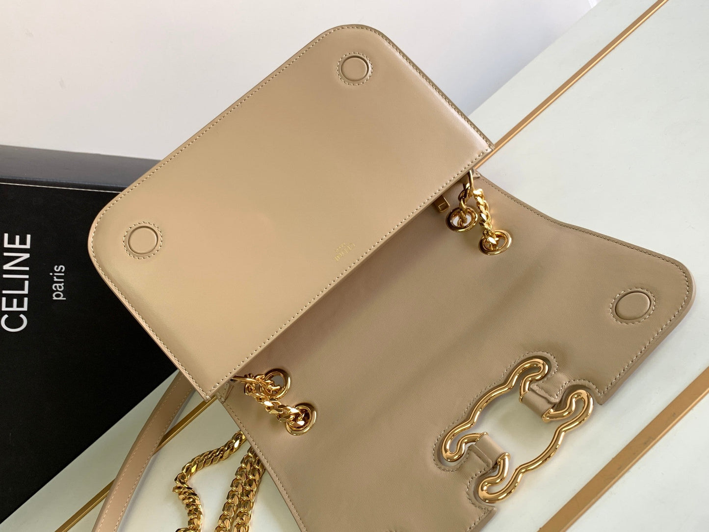Celine TRIOMPHE FRAME 23 BEIGE CREAM CALFSKIN
