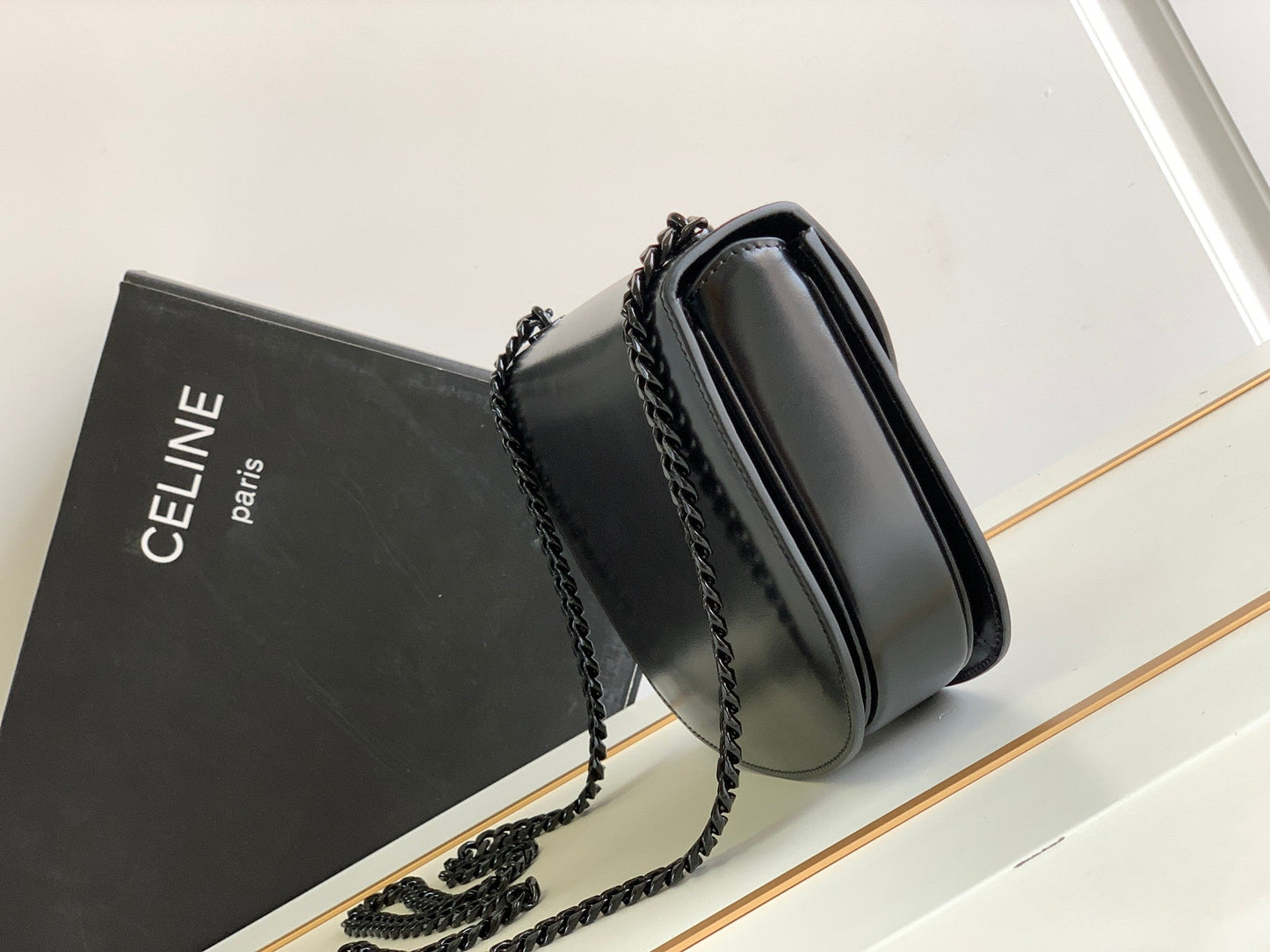 Celine teen besace triomphe 18.5 all black calfskin