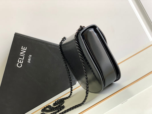 Celine teen besace triomphe 18.5 all black calfskin