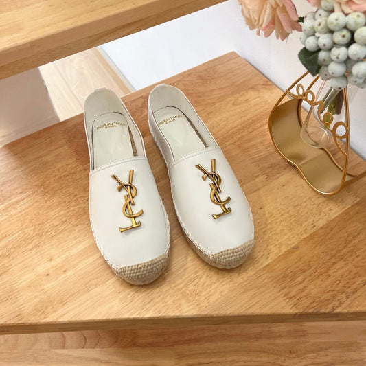 Saint Laurent SL YVES LOGO SLIP ON WHITE CALFSKIN