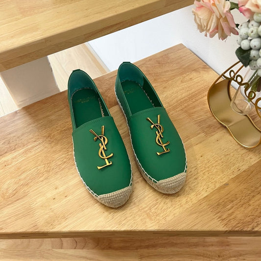Saint Laurent SL YVES LOGO SLIP ON DARK GREEN CALFSKIN