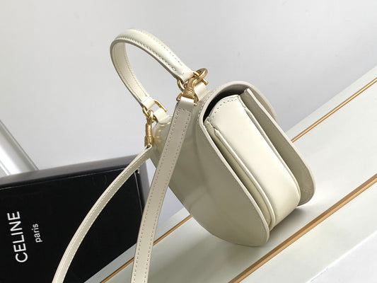 Celine TEEN CHAIN BESACE TRIOMPHE 15.5CM WHITE CALFSKIN