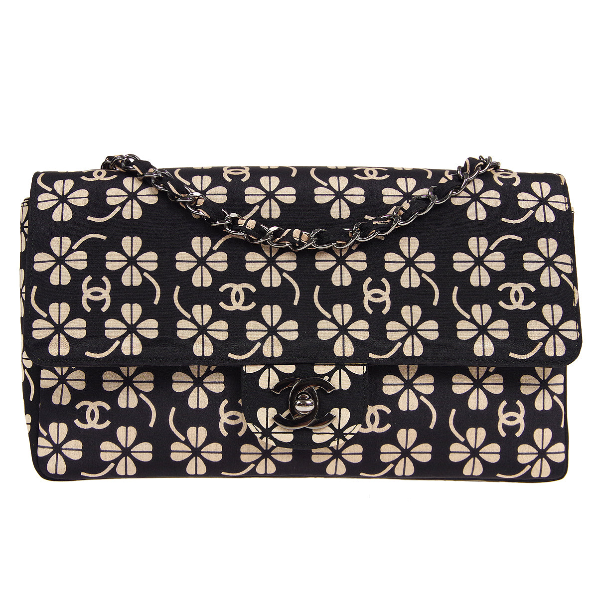 CHANEL 2000-2001 Clover Pattern Classic Single Flap Medium