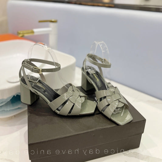 Saint Laurent SL TRIBUTE SANDAL GLOSSY SAGE CALFSKIN