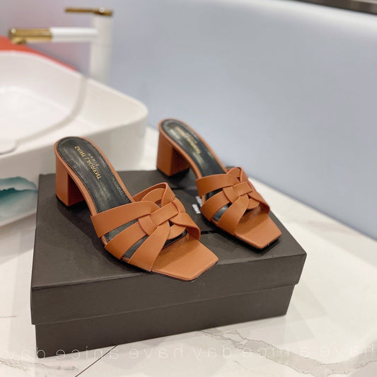 Saint Laurent SL TRIBUTE MULES COPPER CALFSKIN