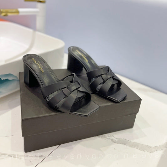 Saint Laurent SL TRIBUTE MULES BLACK CALFSKIN