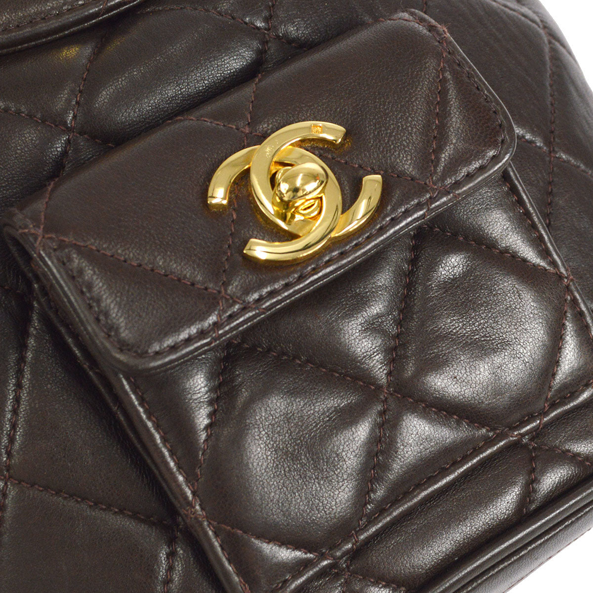 CHANEL * 1991-1994 DUMA Backpack Small Brown Lambskin