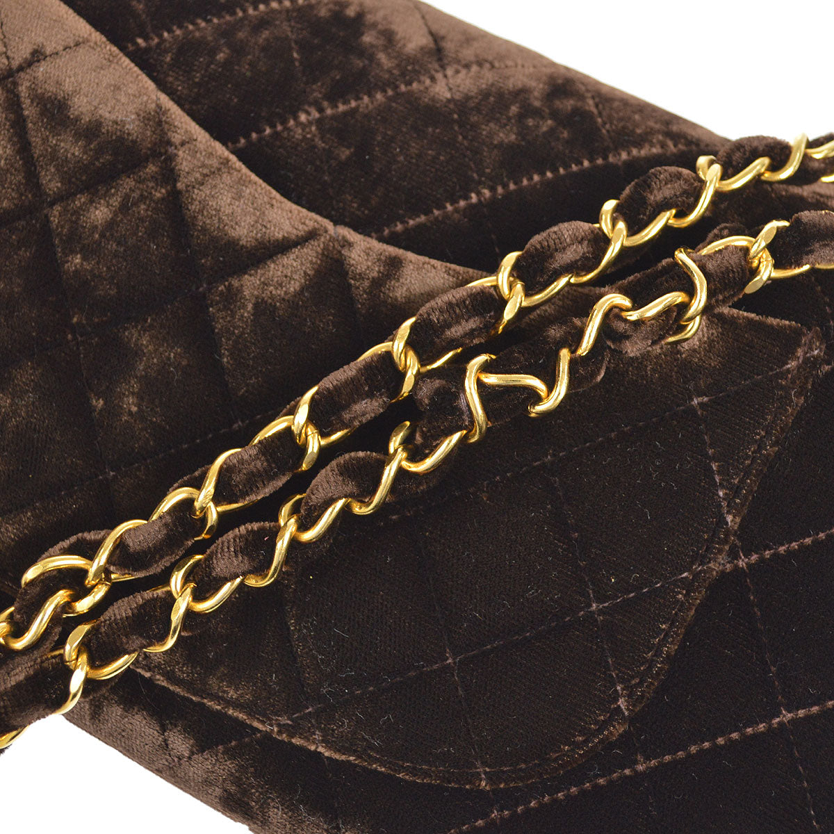 CHANEL * 1994-1996 Classic Double Flap Small Brown Velvet