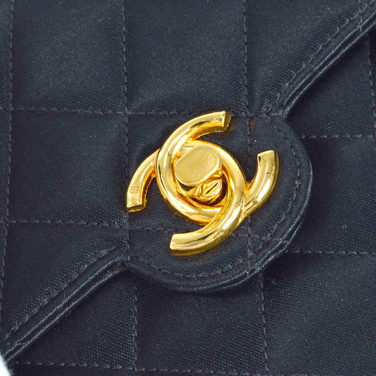 CHANEL 1994-1996 Circled CC Flap Mini Black Satin
