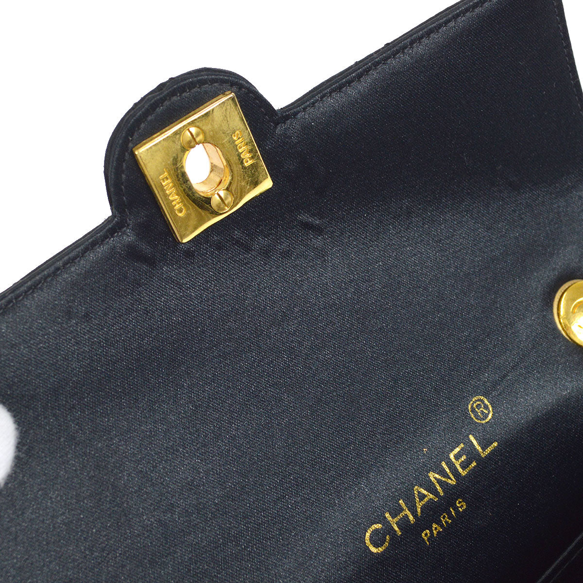 CHANEL 1994-1996 Circled CC Flap Mini Black Satin