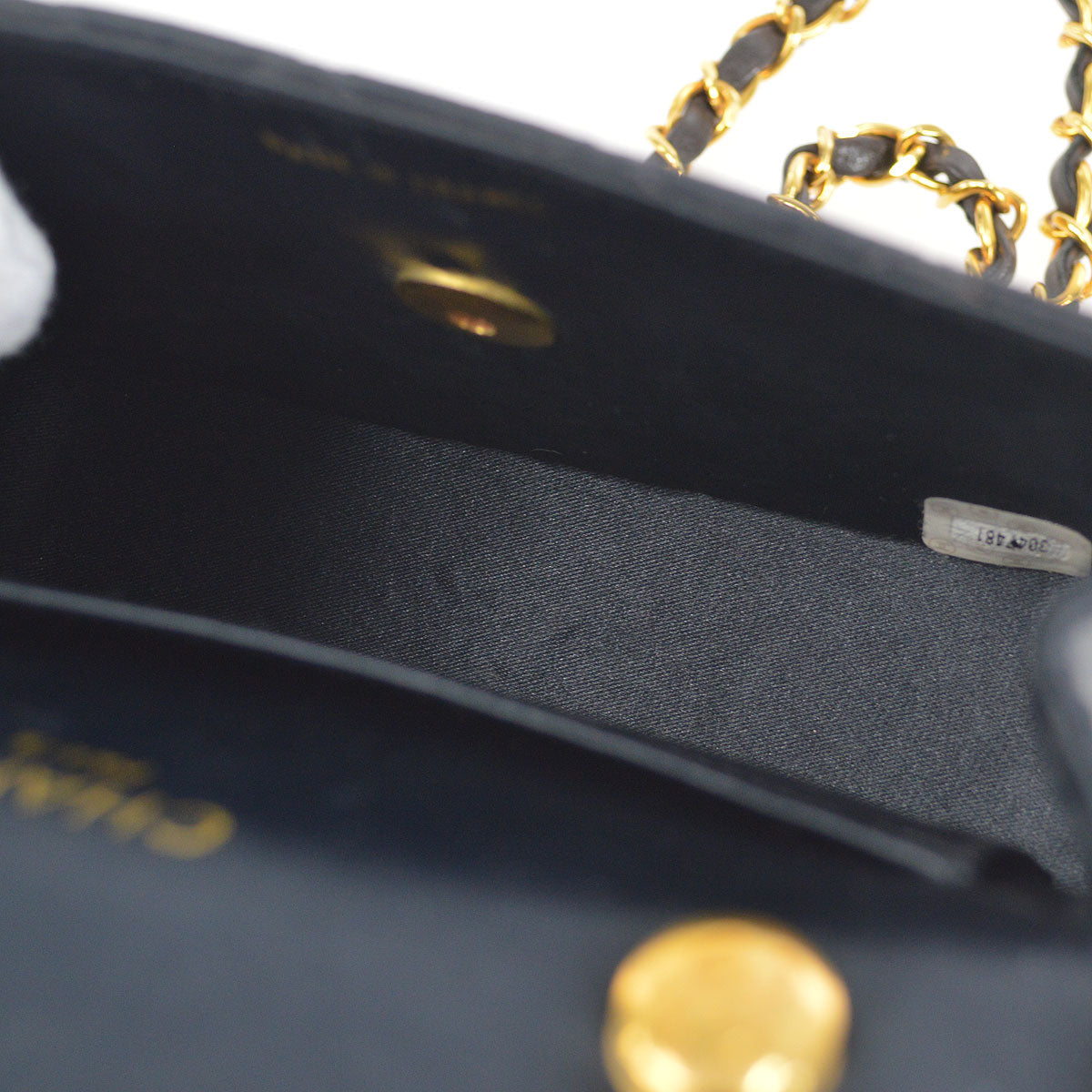 CHANEL 1994-1996 Circled CC Flap Mini Black Satin