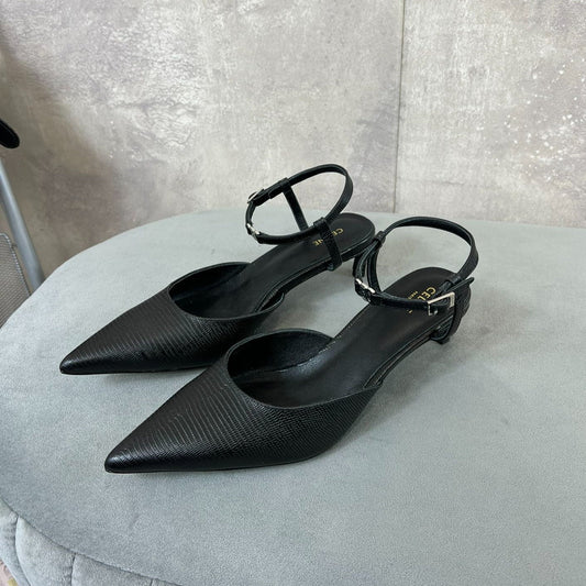Celine cl kitten with strap 45 black lizard stamped calfskin