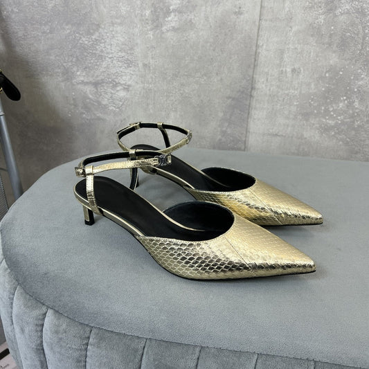 Celine cl kitten with strap 45 gold lizard stamped metalized calfskin