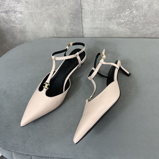 Celine cl kitten t-bar 45 light pink black calfskin