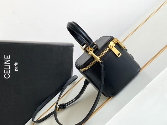 Celine MINI VANITY CASE TRIOMPHE BLACK CALFSKIN