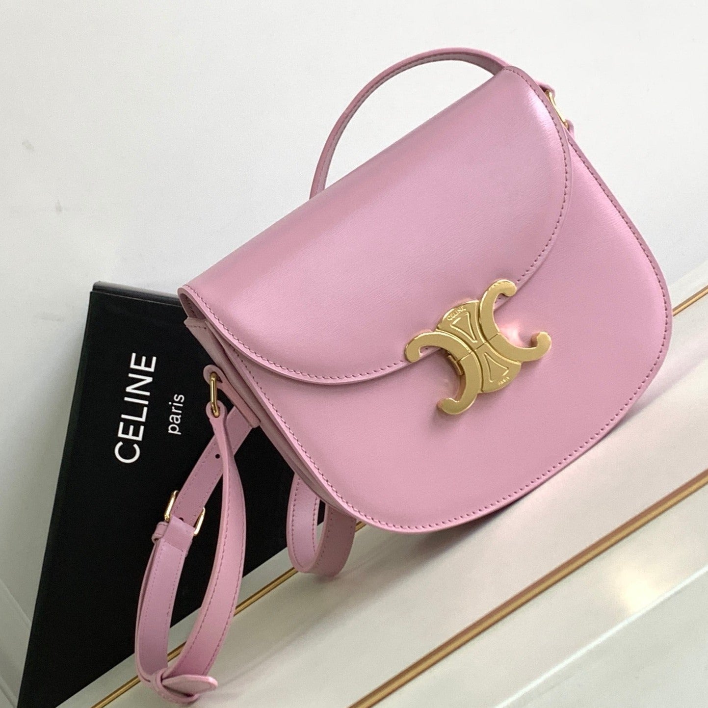 Celine teen besace triomphe 18.5 pink calfskin
