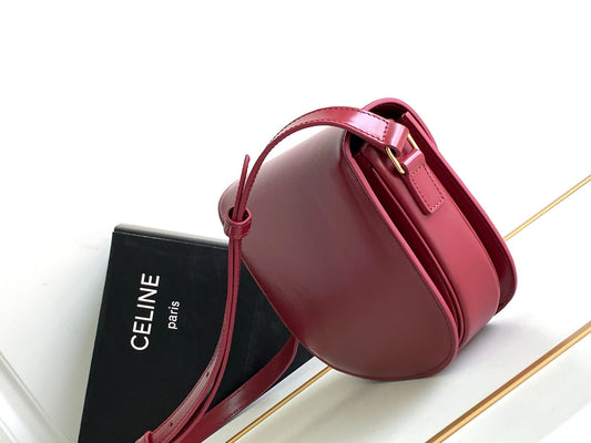 Celine teen besace triomphe 18.5 dark red calfskin