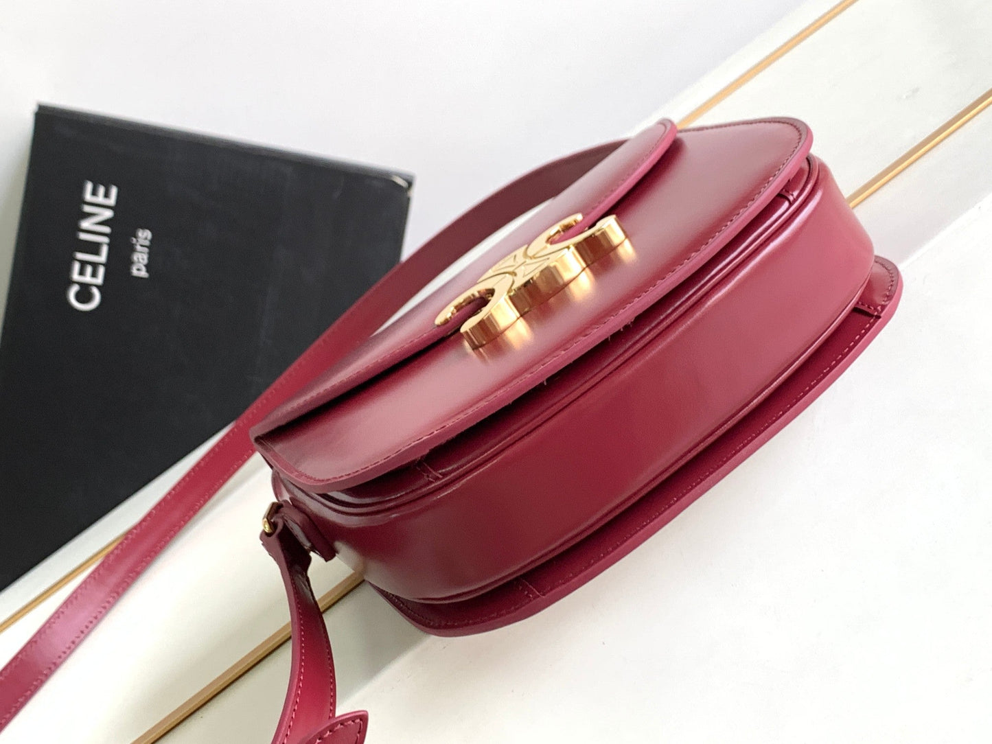 Celine teen besace triomphe 18.5 dark red calfskin