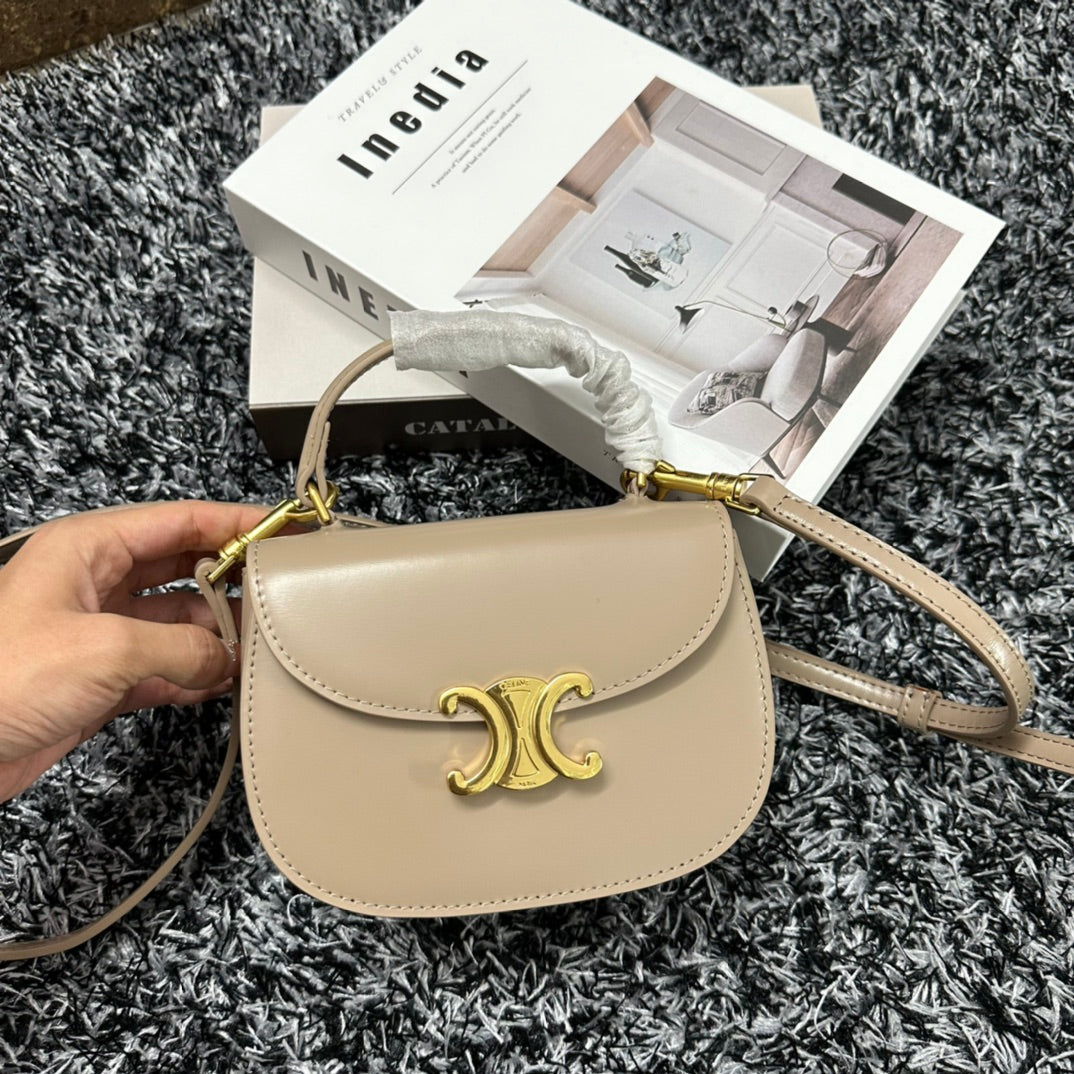 Celine BESACE TRIPHOME 17 CALFSKIN BEIGE CREAM