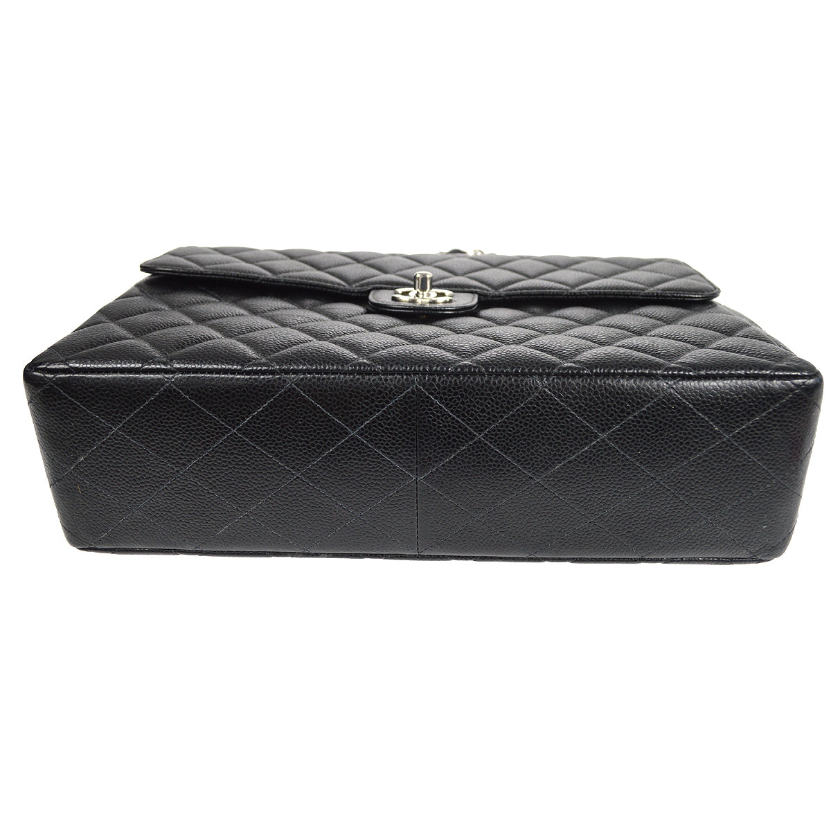 CHANEL Classic Flap Jumbo Double Chain Shoulder Bag Black Caviar