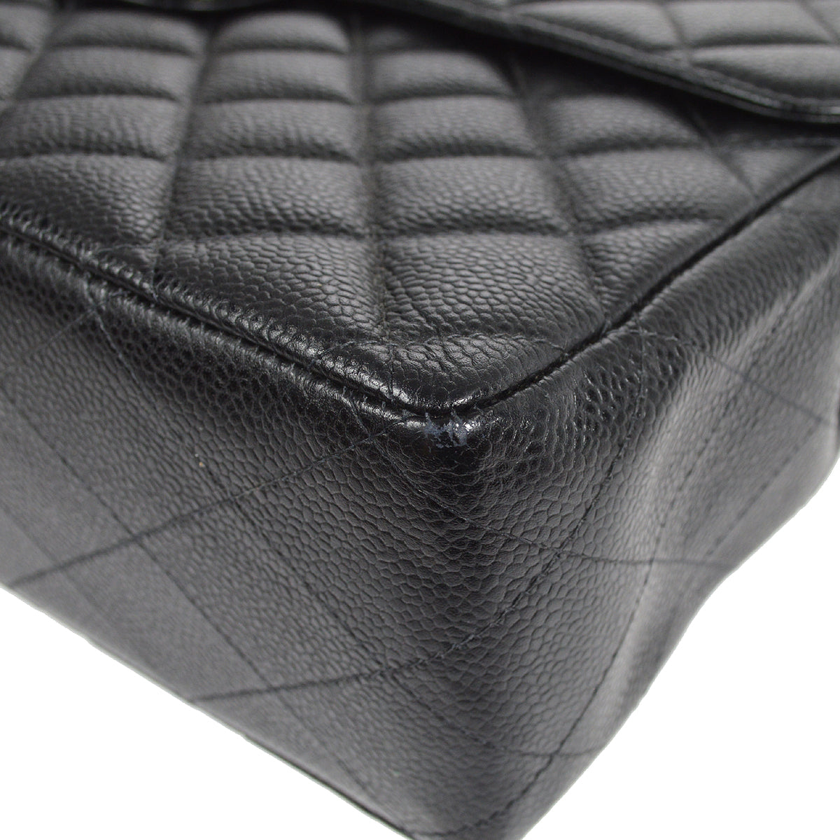 CHANEL Classic Flap Jumbo Double Chain Shoulder Bag Black Caviar