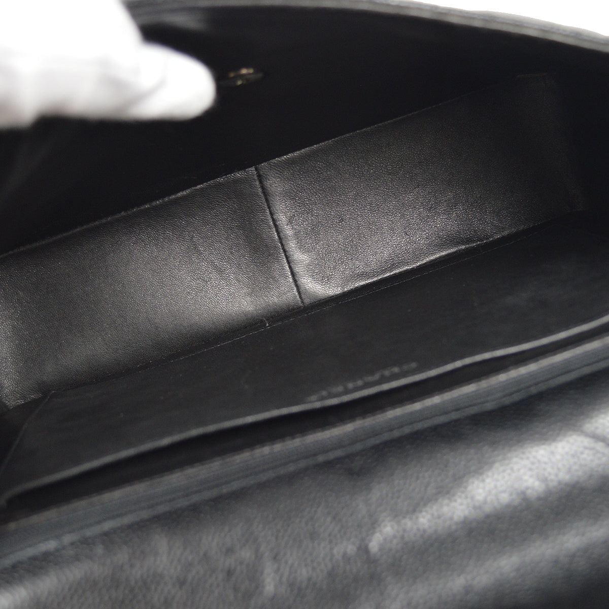 CHANEL Classic Flap Jumbo Double Chain Shoulder Bag Black Caviar