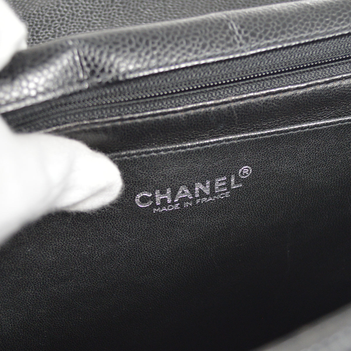 CHANEL Classic Flap Jumbo Double Chain Shoulder Bag Black Caviar