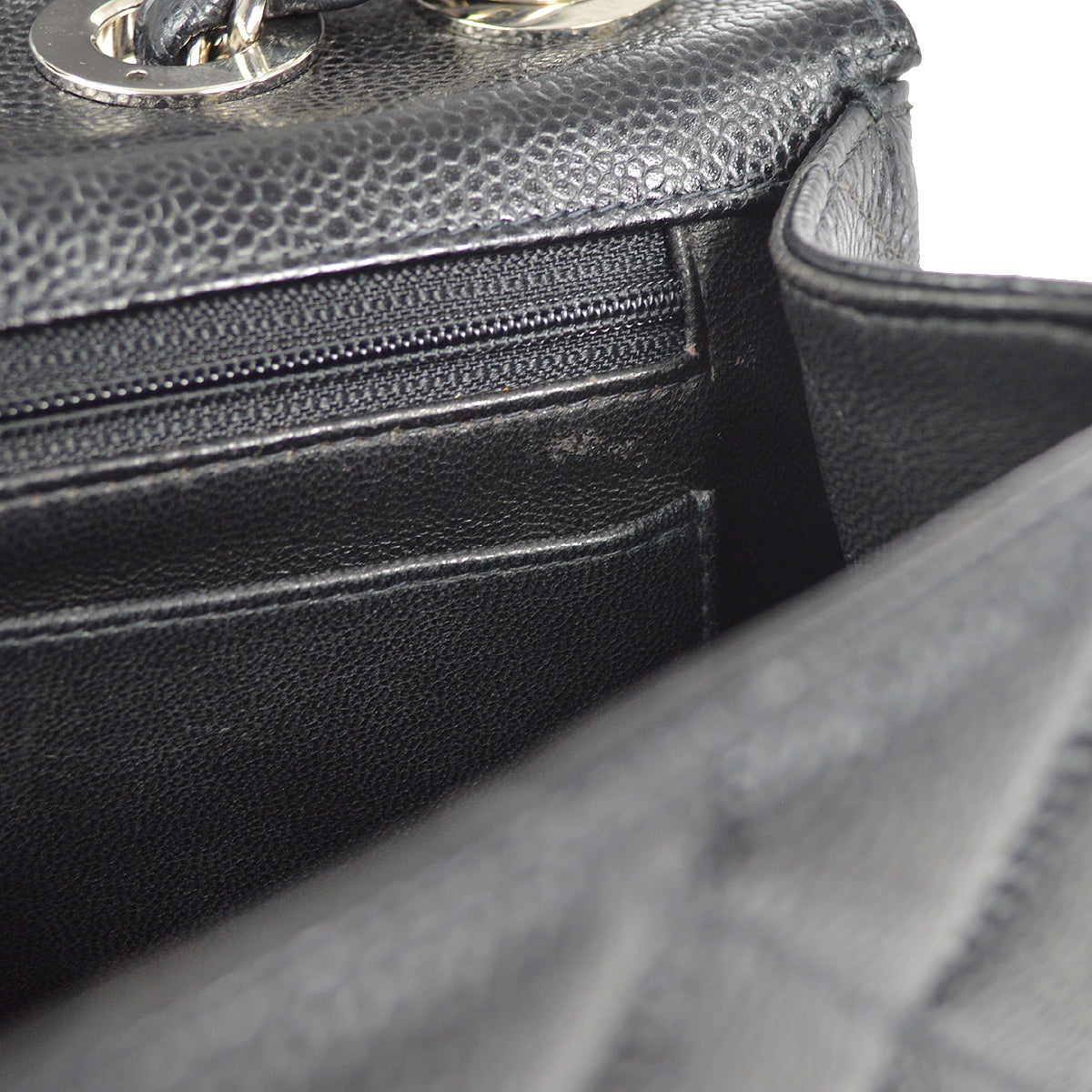 CHANEL Classic Flap Jumbo Double Chain Shoulder Bag Black Caviar