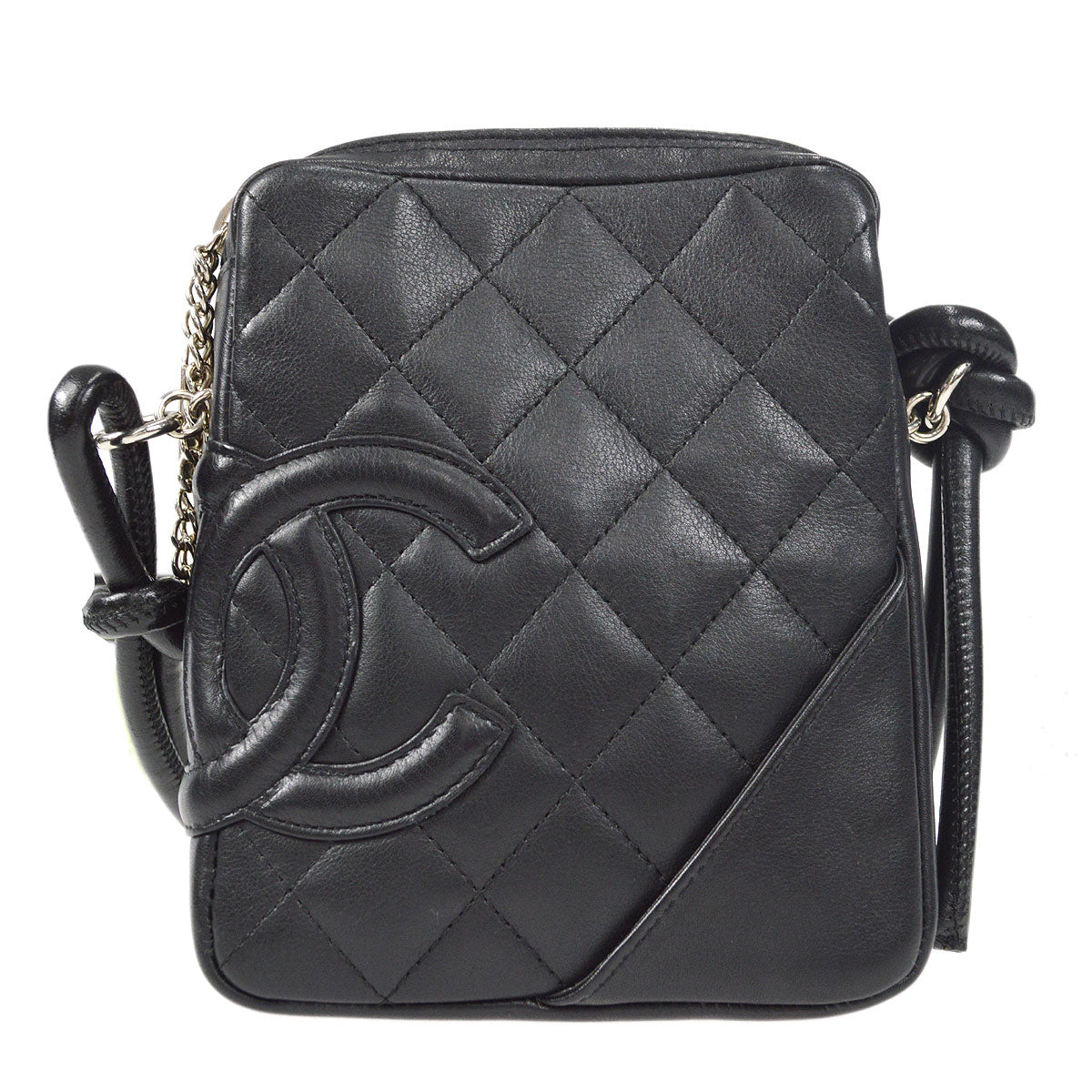 CHANEL Cambon Ligne Shoulder Bag Black Calfskin