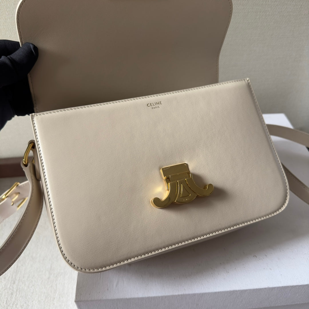 Celine classique triomphe 22 cream calfskin gold hardware