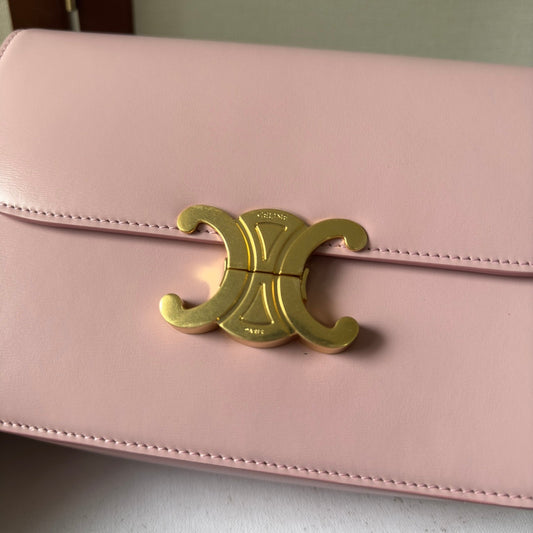 Celine classique triomphe 22 pink calfskin gold hardware