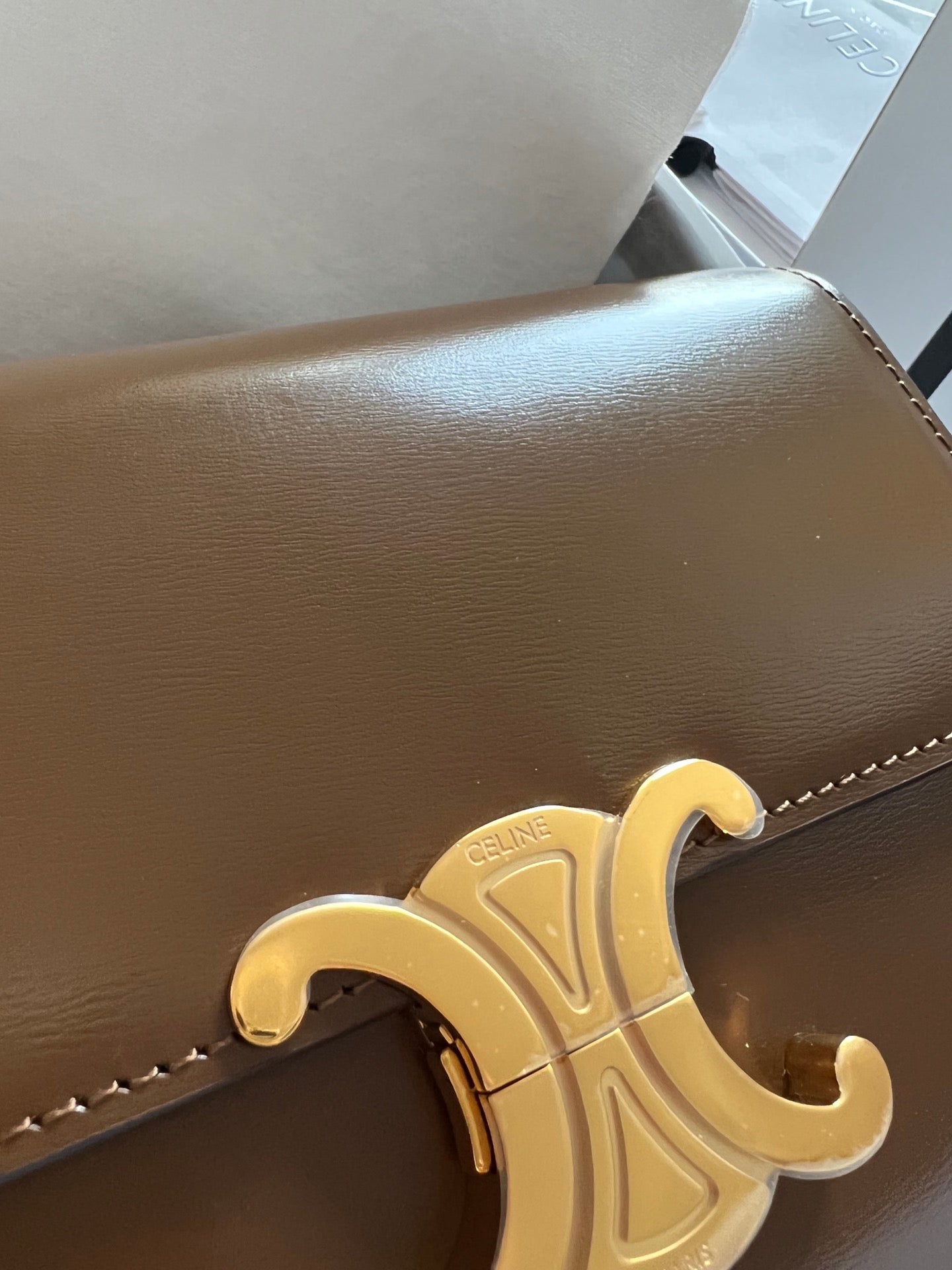Celine TEEN TRIOMPHE 18 DARK BROWN CALFSKIN GOLD HARDWARE
