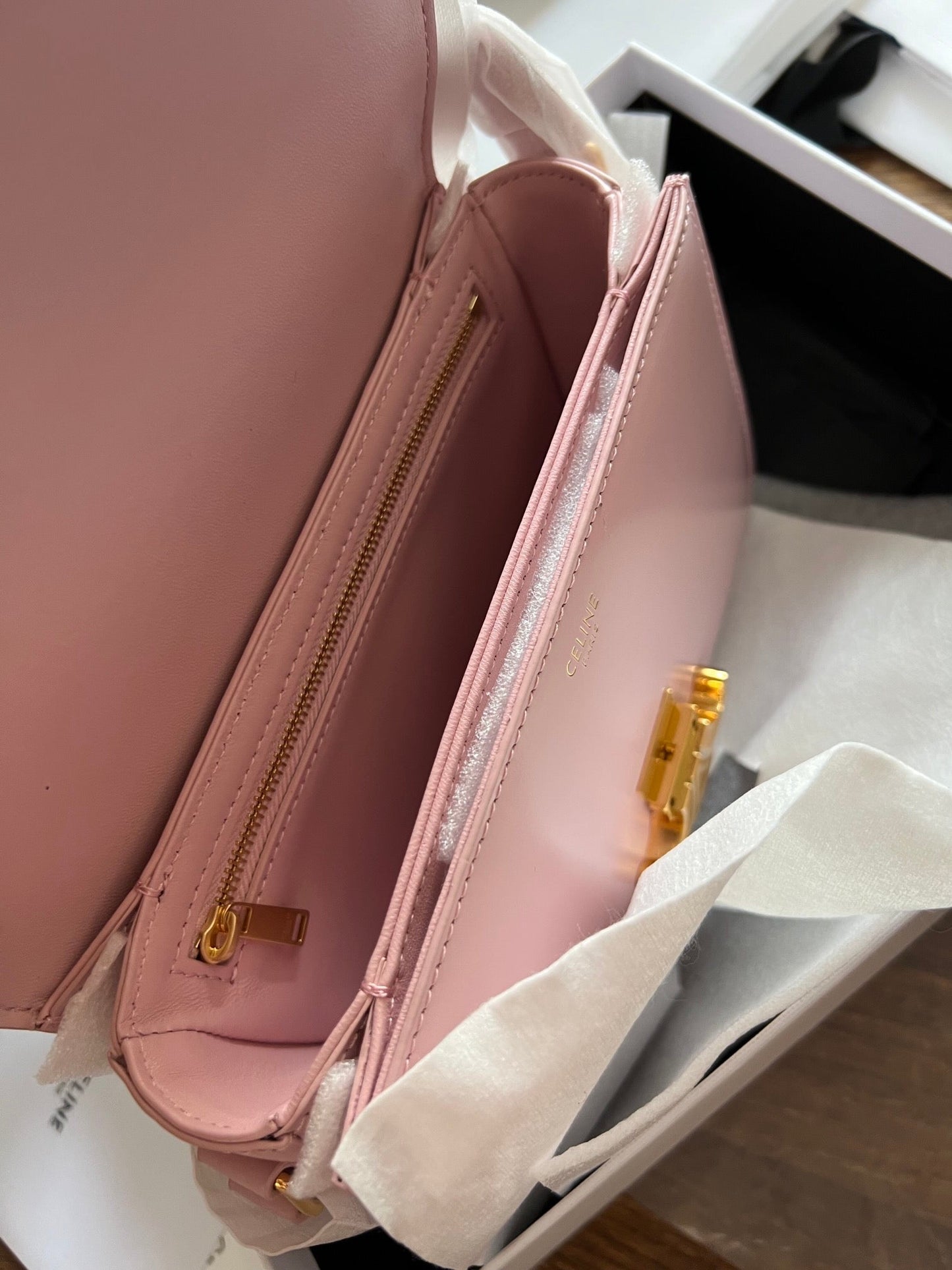 Celine TEEN TRIOMPHE 18 PINK CALFSKIN GOLD HARDWARE