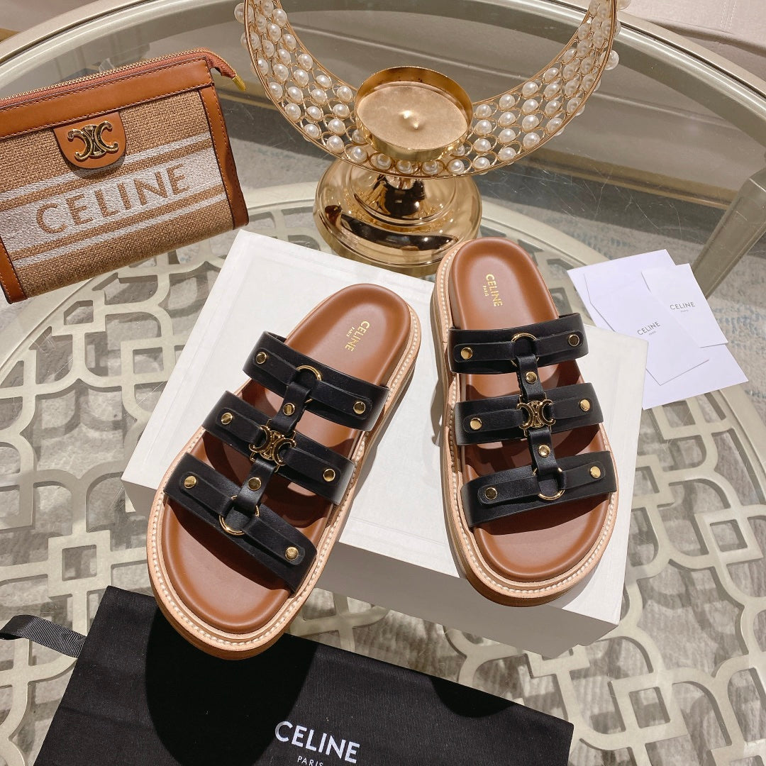 Celine slides tippi black calfskin