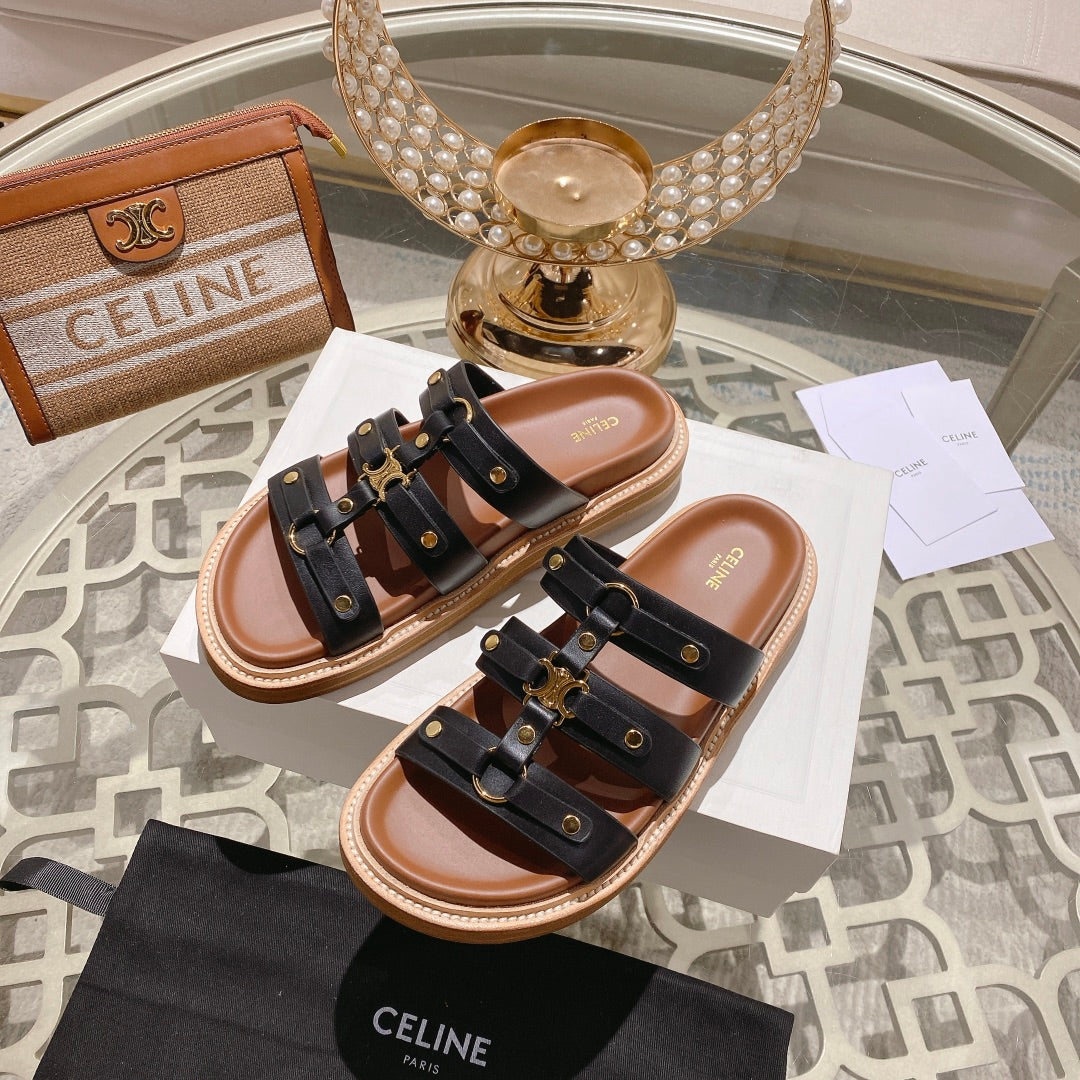 Celine slides tippi black calfskin