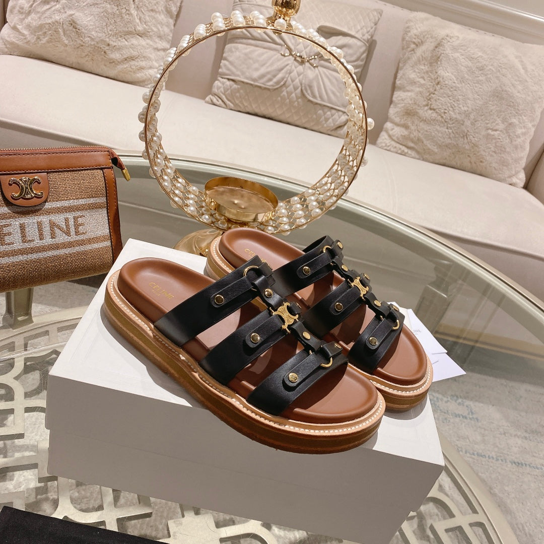 Celine slides tippi black calfskin