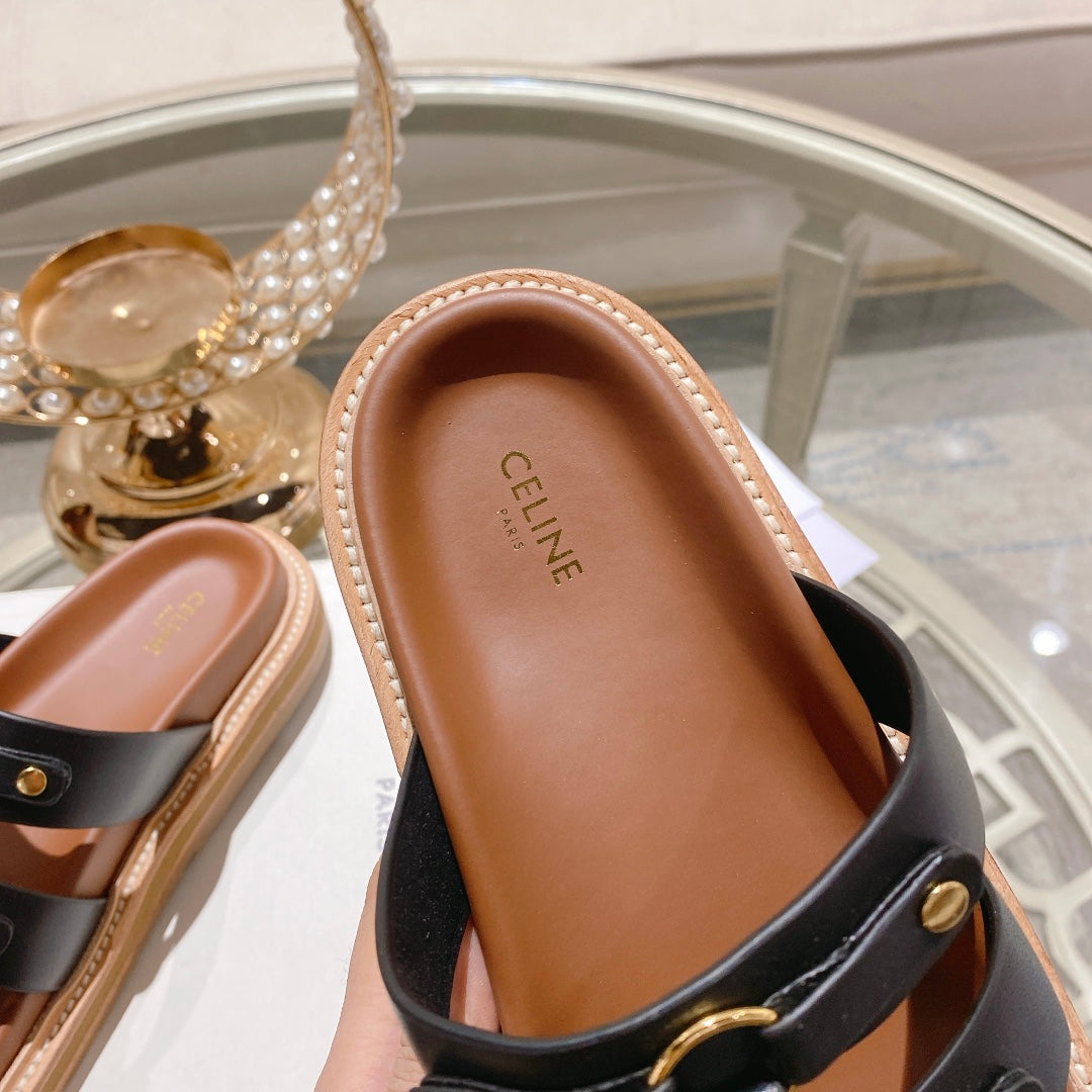 Celine slides tippi black calfskin