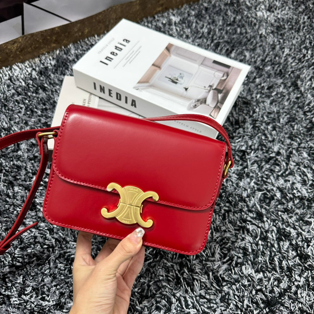 Celine TRIPHOME TEEN 18 CHERRY RED COWHIDE LEATHER