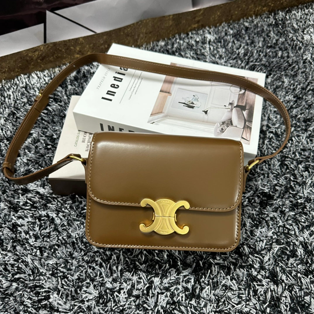 Celine TRIPHOME TEEN 18 CARAMEL BROWN COWHIDE LEATHER