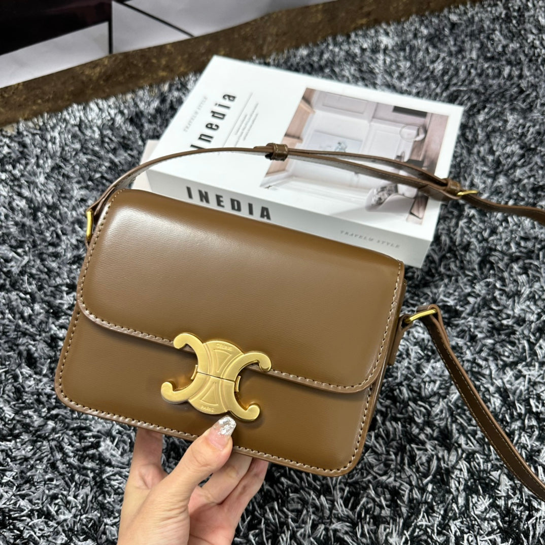 Celine TRIPHOME TEEN 18 CARAMEL BROWN COWHIDE LEATHER