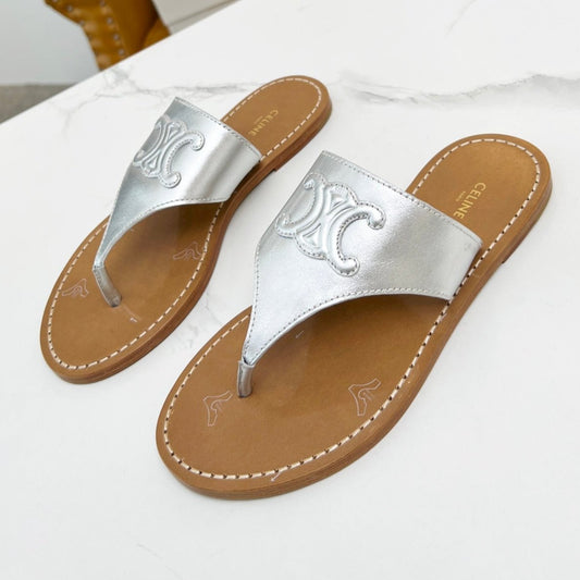 Celine THONG MULE IN SILVER CALFSKIN