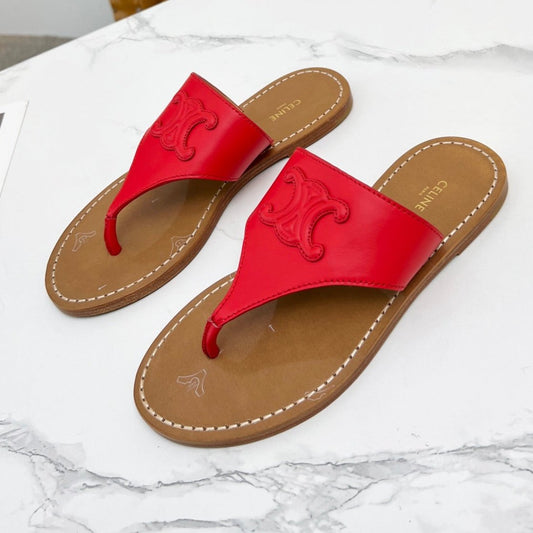 Celine THONG MULE IN CHERRY RED CALFSKIN