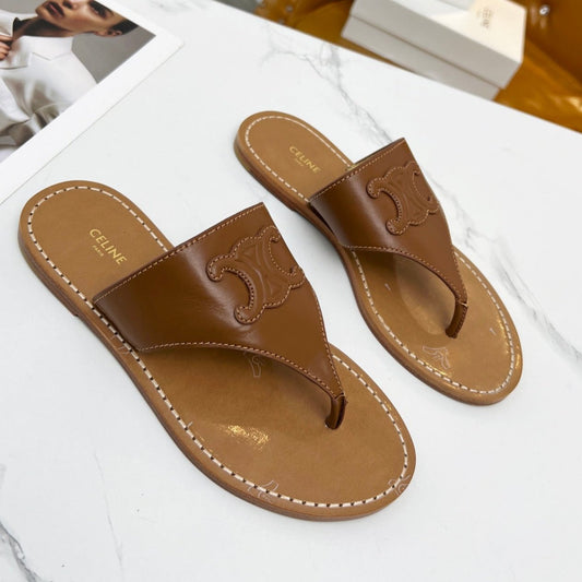 Celine THONG MULE IN BRONZE BROWN CALFSKIN