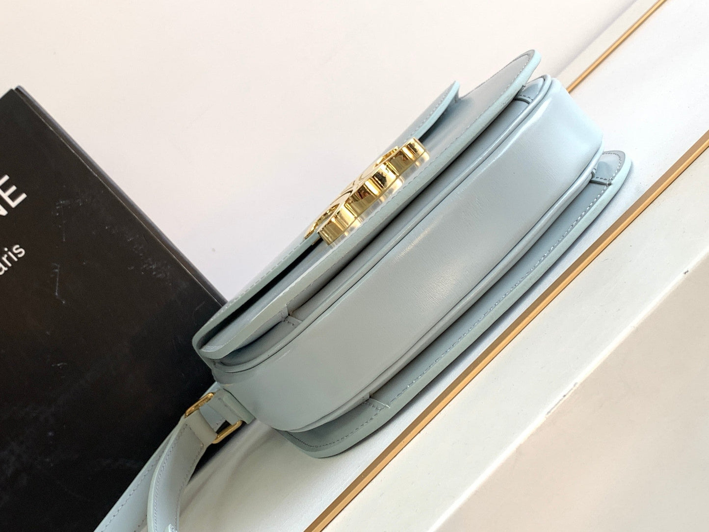 Celine teen besace triomphe 18.5 cloud blue calfskin